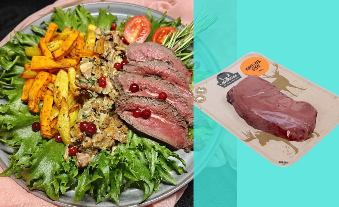 Hirveliha steik bataadi ja kartulitega (Linnamäe Lihatööstus)