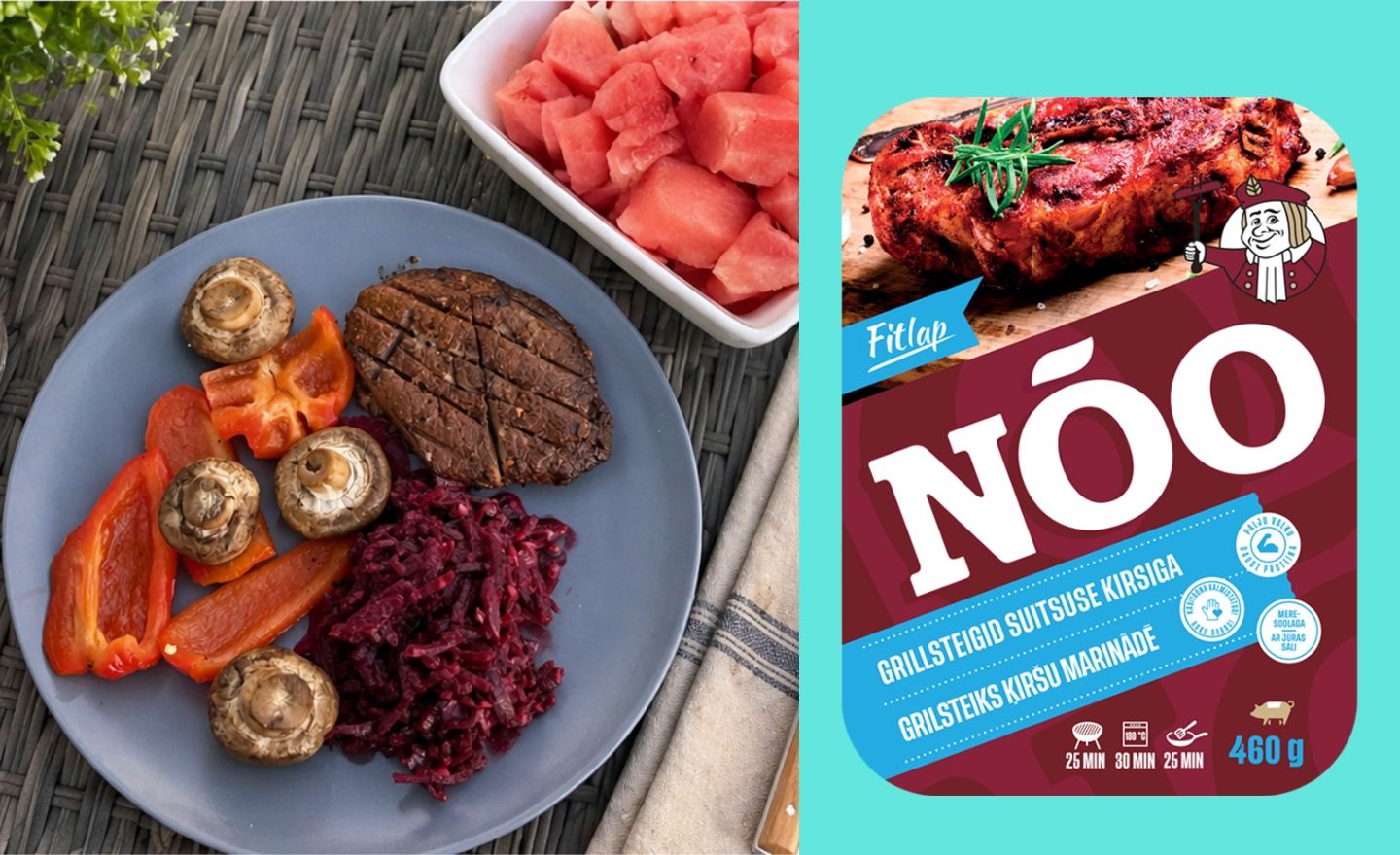 Grillsteik kirsimarinaadis peedisalati ja arbuusiga